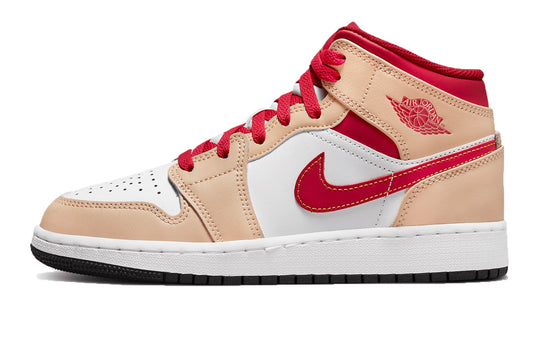 Air Jordan 1 Mid Light Curry Cardinal GS