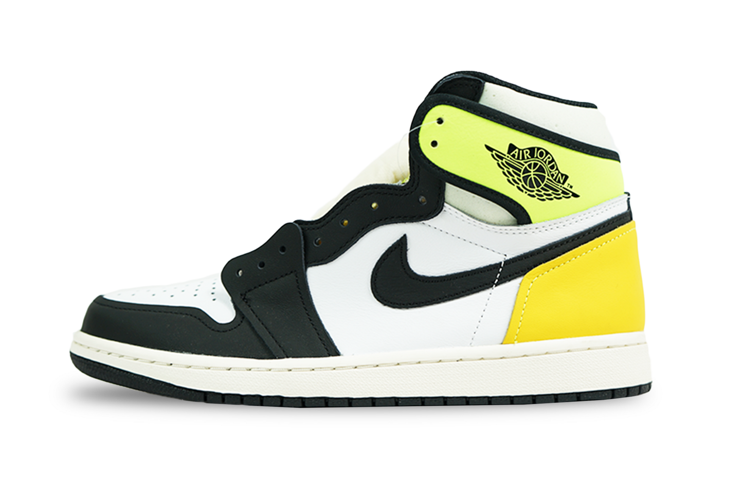 Jordan 1 Retro High White Black Volt University Gold