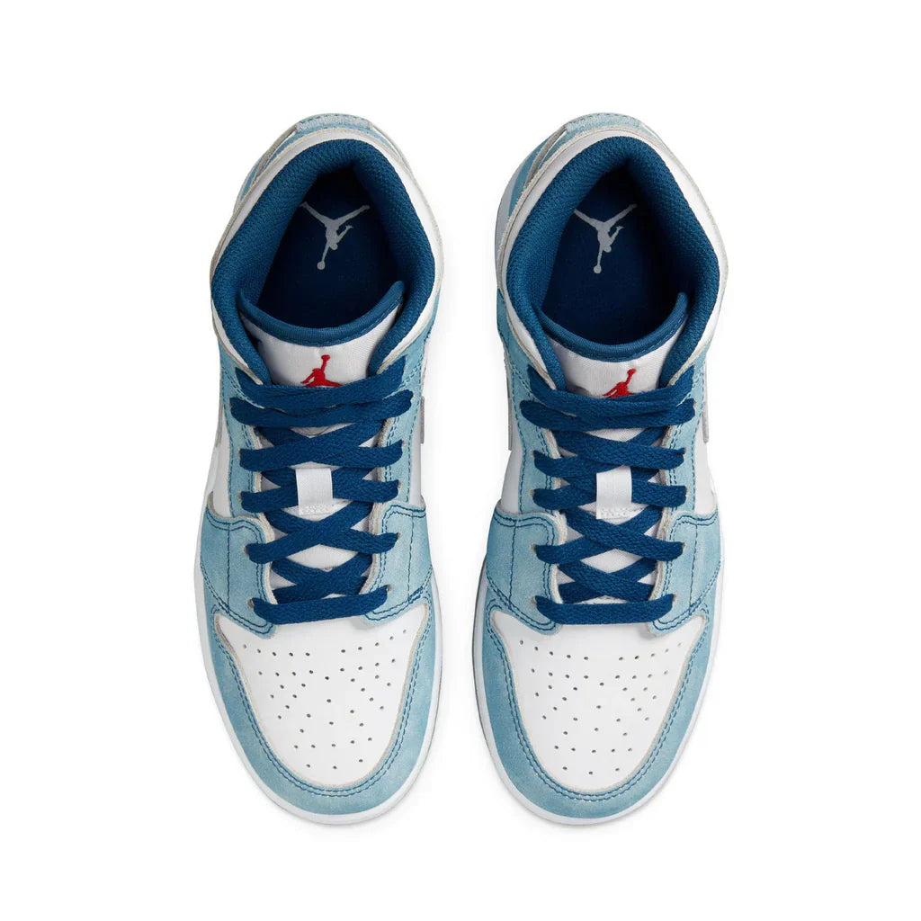 Air Jordan 1 Mid French Blue Fire Red GS